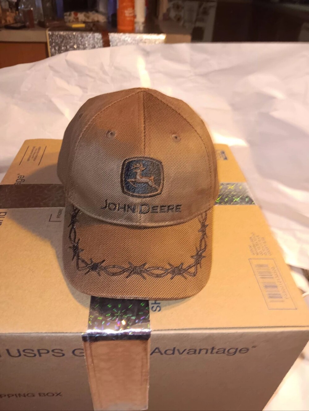 John Deere Childrens Brown Corduroy Ball Cap Embroidered Adjustable